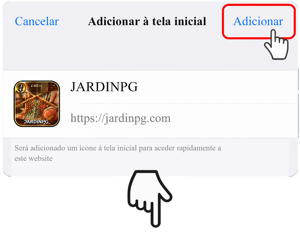Confirme tocando em Adicionar